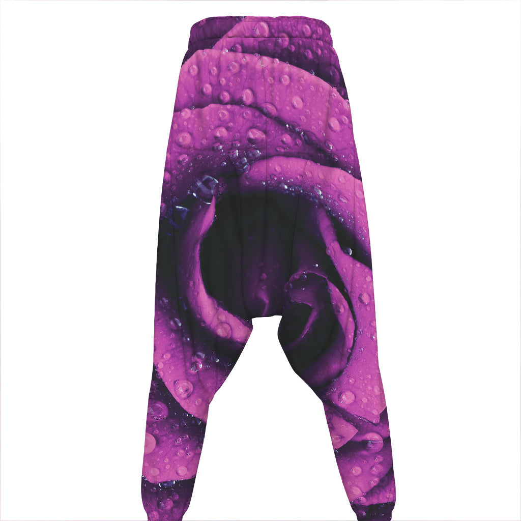 Dark Purple Rose Print Hammer Pants
