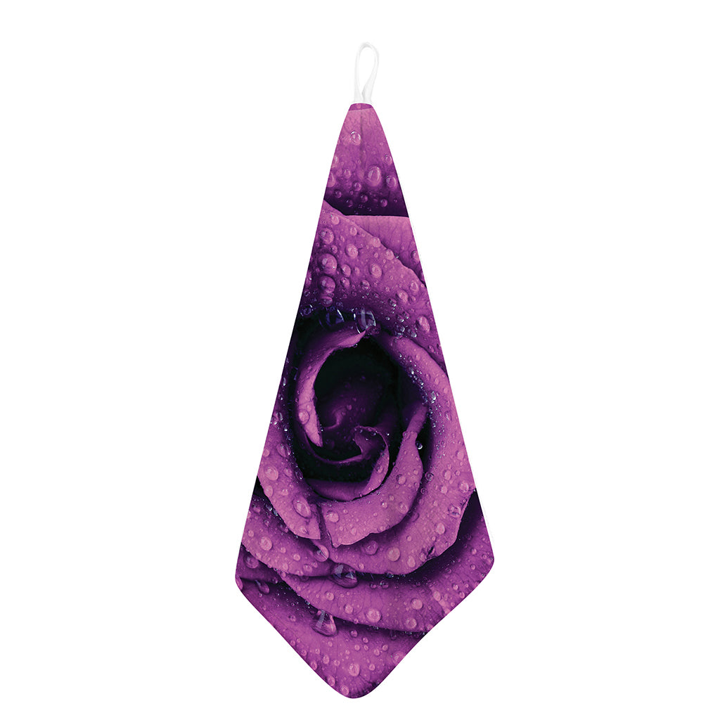 Dark Purple Rose Print Hand Towel