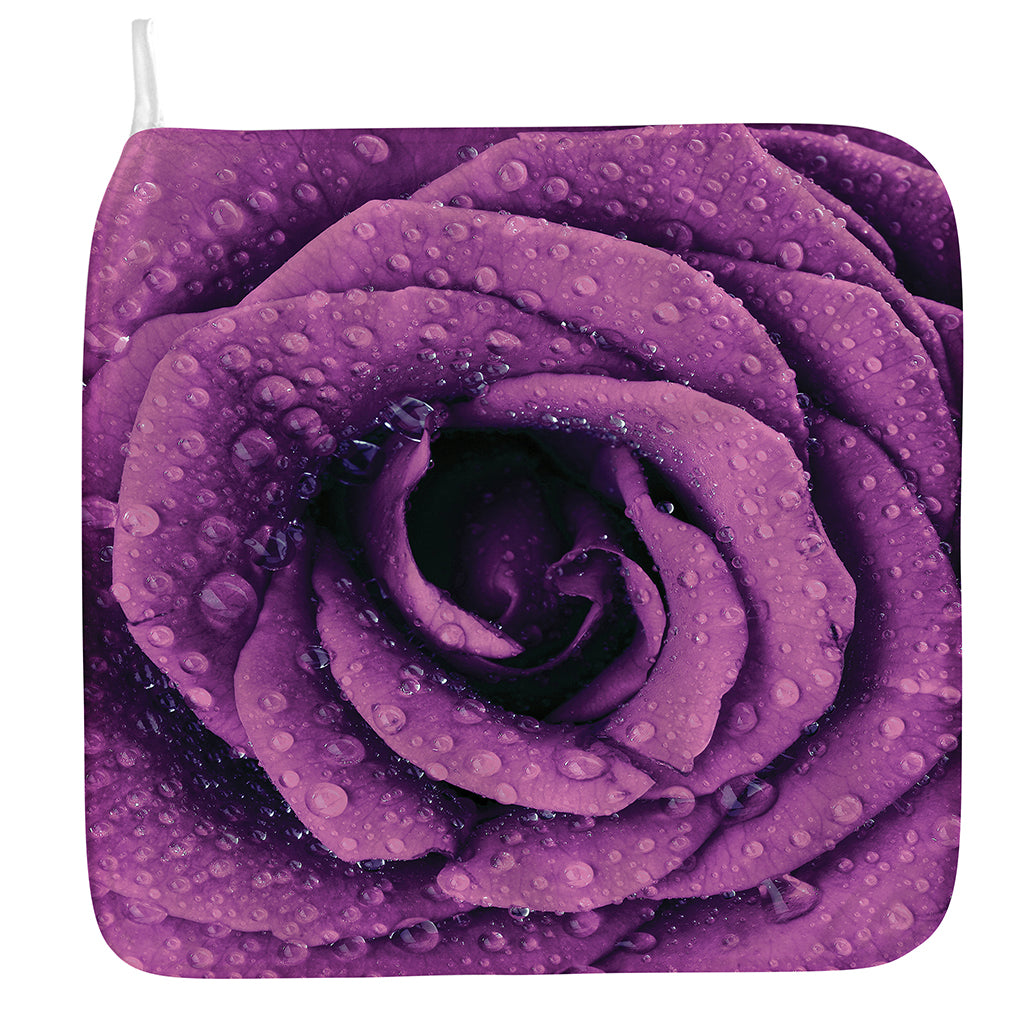 Dark Purple Rose Print Hand Towel