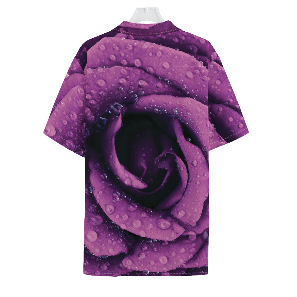 Dark Purple Rose Print Hawaiian Shirt