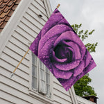 Dark Purple Rose Print House Flag