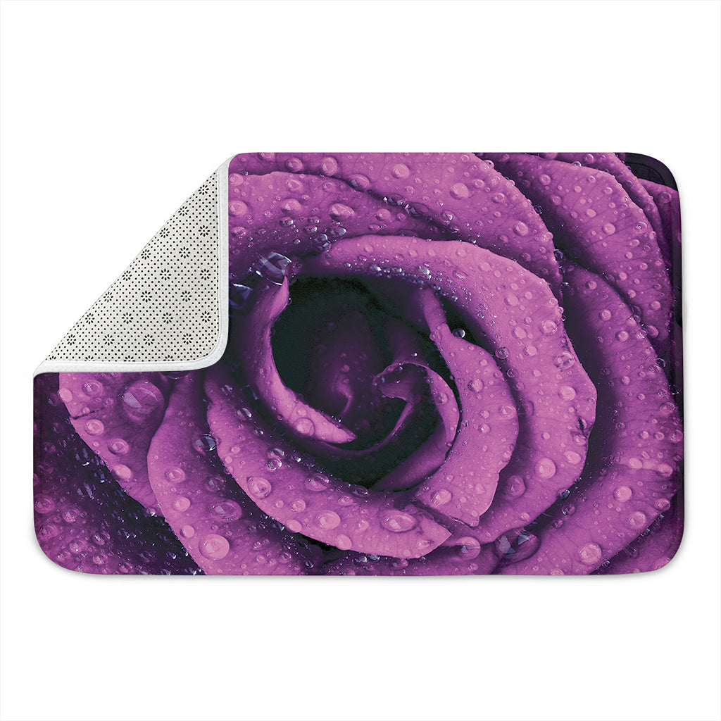 Dark Purple Rose Print Indoor Door Mat