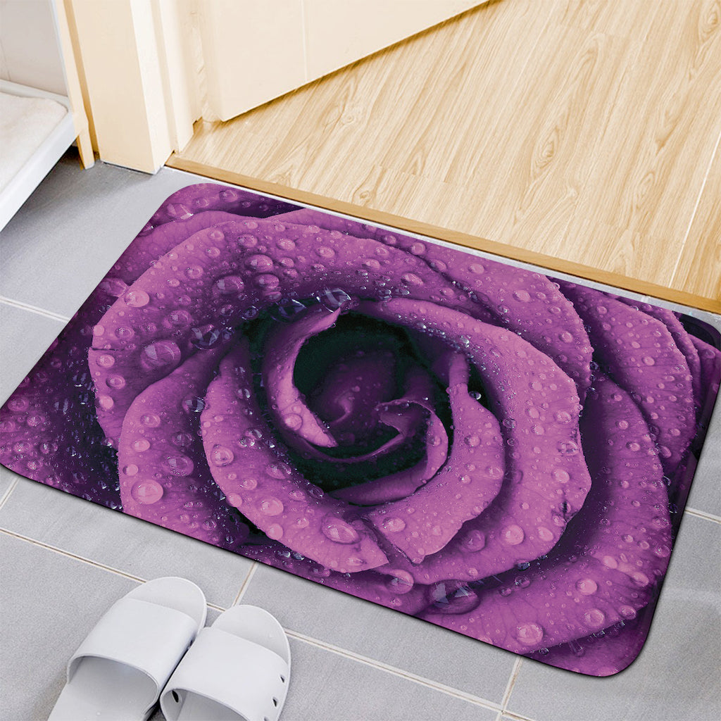 Dark Purple Rose Print Indoor Door Mat