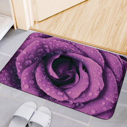 Dark Purple Rose Print Indoor Door Mat