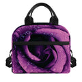 Dark Purple Rose Print Insulated Lunch Bag