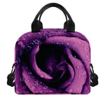Dark Purple Rose Print Insulated Lunch Bag