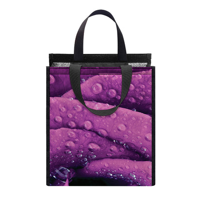 Dark Purple Rose Print Insulated Lunch Tote