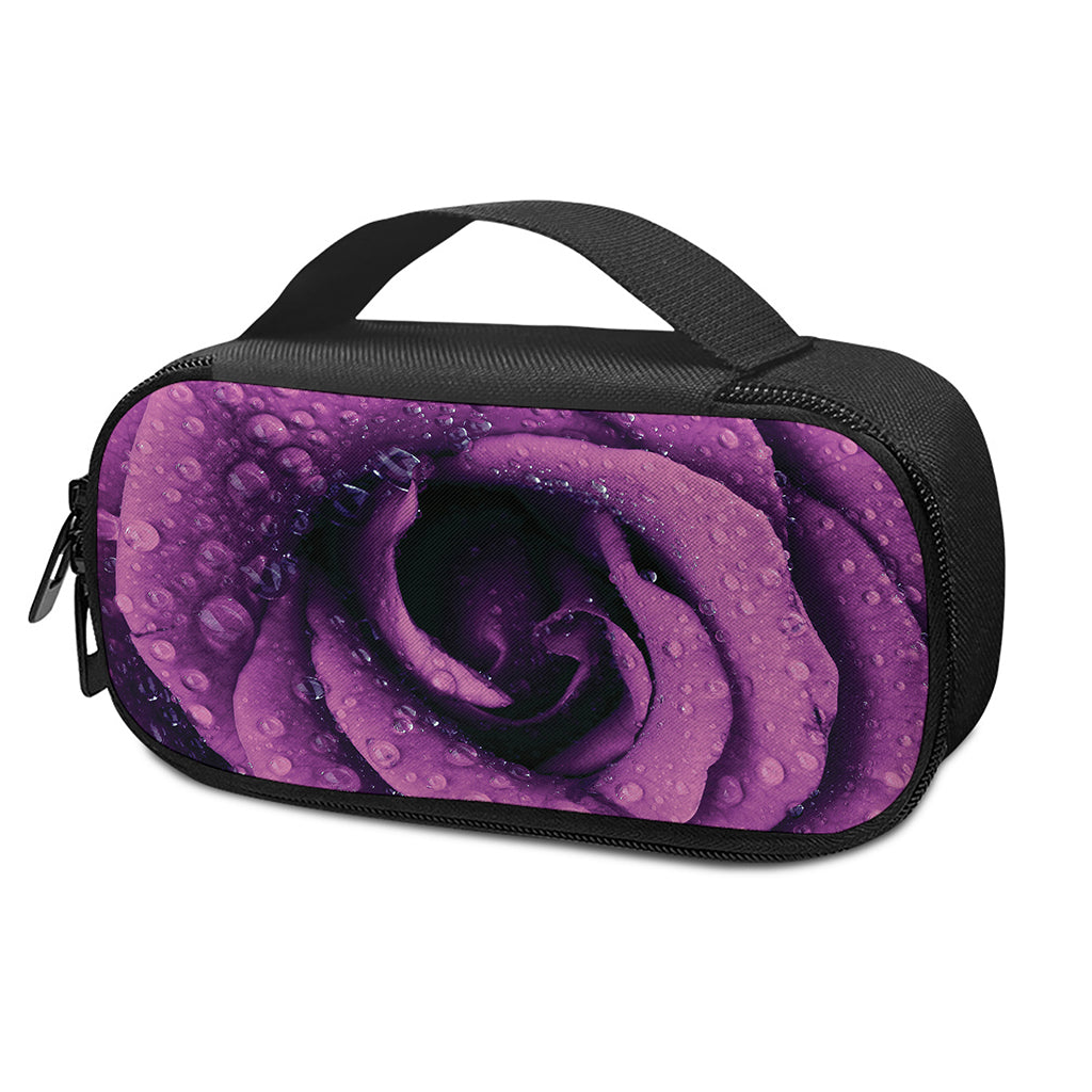Dark Purple Rose Print Insulin Cooler Travel Case