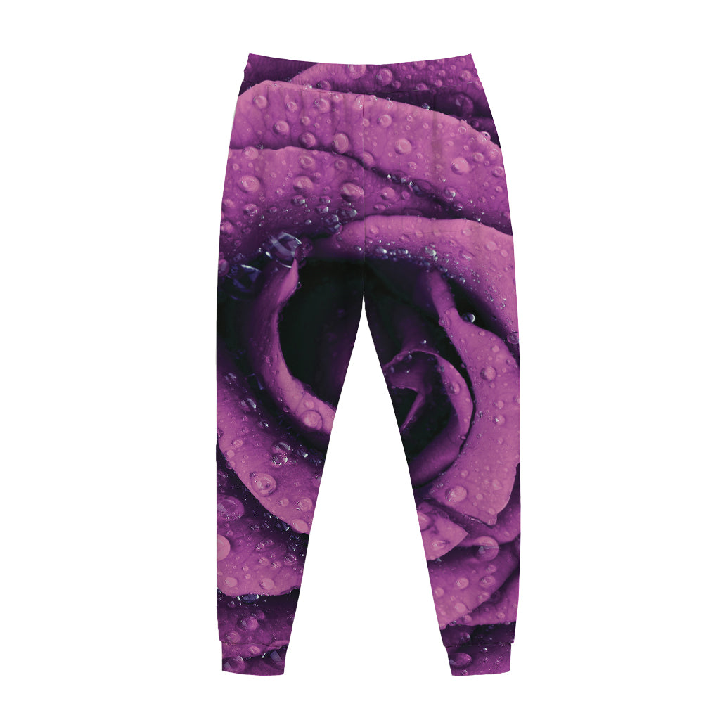Dark Purple Rose Print Jogger Pants