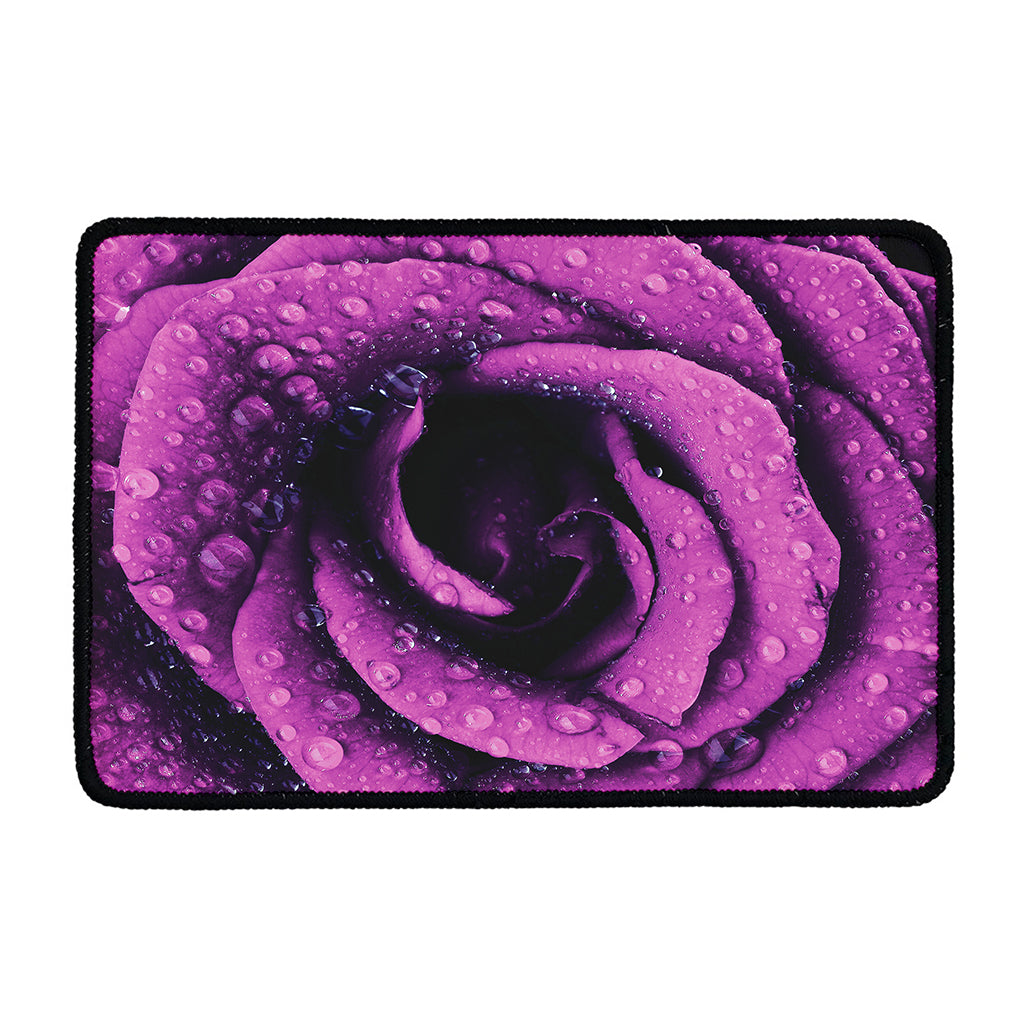 Dark Purple Rose Print Kitchen Mat