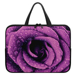 Dark Purple Rose Print Laptop Sleeve With Handle