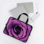 Dark Purple Rose Print Laptop Sleeve With Handle