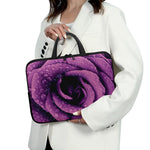 Dark Purple Rose Print Laptop Sleeve With Handle