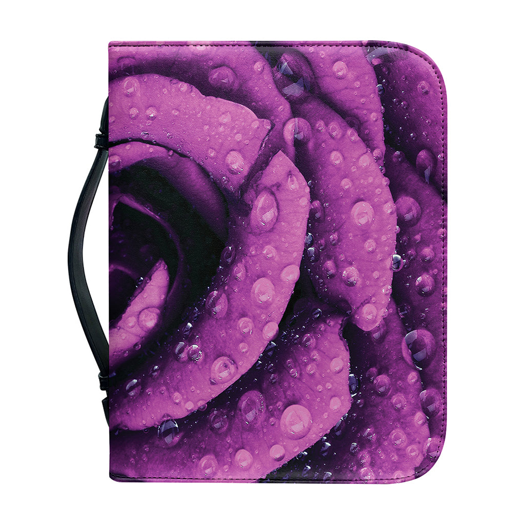 Dark Purple Rose Print Leather Bible Cover