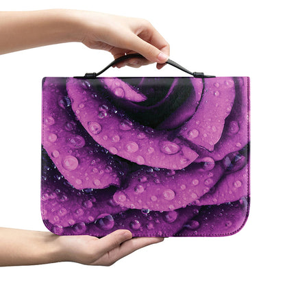 Dark Purple Rose Print Leather Bible Cover
