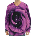 Dark Purple Rose Print Long Sleeve Baseball Jersey