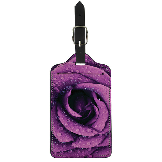 Dark Purple Rose Print Luggage Tag