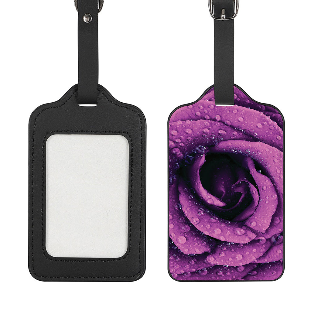 Dark Purple Rose Print Luggage Tag
