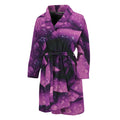 Dark Purple Rose Print Men's Bathrobe