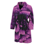 Dark Purple Rose Print Men's Bathrobe