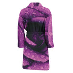 Dark Purple Rose Print Men's Bathrobe
