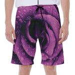 Dark Purple Rose Print Men's Beach Shorts