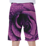 Dark Purple Rose Print Men's Beach Shorts