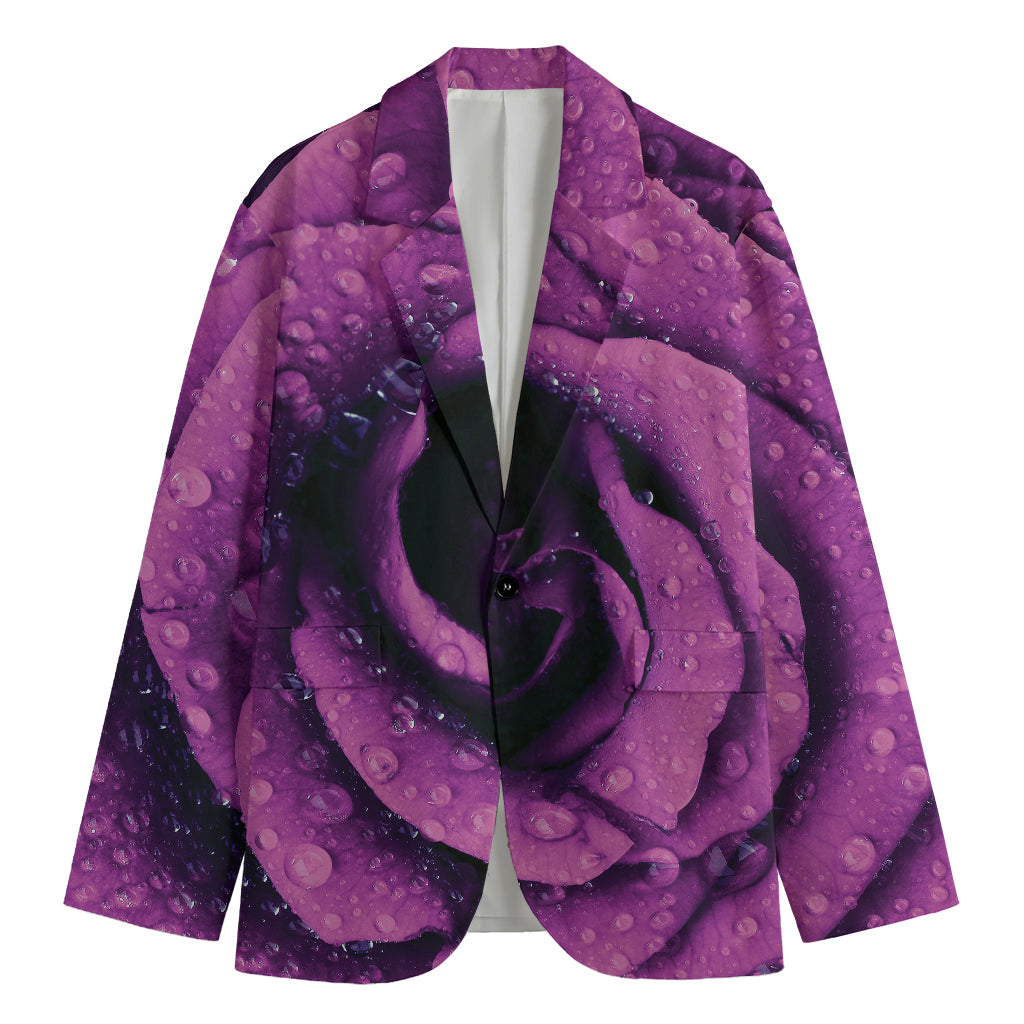 Dark Purple Rose Print Men's Blazer