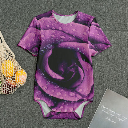 Dark Purple Rose Print Men's Bodysuit