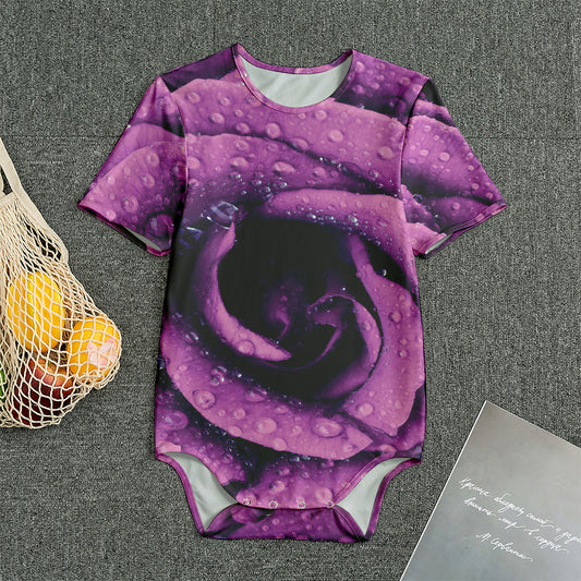Dark Purple Rose Print Men's Bodysuit