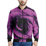 Dark Purple Rose Print Men's Bomber Jacket