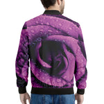 Dark Purple Rose Print Men's Bomber Jacket