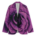 Dark Purple Rose Print Men's Cotton Blazer