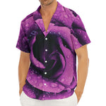 Dark Purple Rose Print Men's Deep V-Neck Shirt
