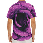Dark Purple Rose Print Men's Deep V-Neck Shirt
