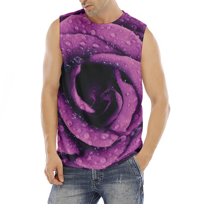 Dark Purple Rose Print Men's Fitness Tank Top