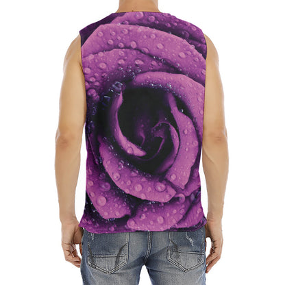 Dark Purple Rose Print Men's Fitness Tank Top
