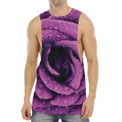 Dark Purple Rose Print Men's Muscle Tank Top