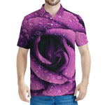 Dark Purple Rose Print Men's Polo Shirt