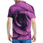 Dark Purple Rose Print Men's Polo Shirt