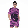 Dark Purple Rose Print Men's Romper