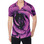 Dark Purple Rose Print Men's Shirt