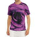 Dark Purple Rose Print Men's Short Sleeve Rash Guard