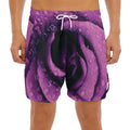Dark Purple Rose Print Men's Split Running Shorts
