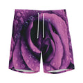 Dark Purple Rose Print Men's Athletic Shorts