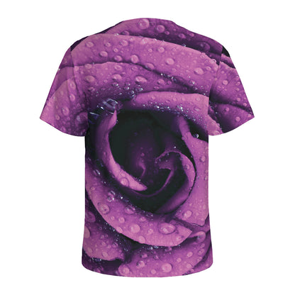 Dark Purple Rose Print Men's Sports T-Shirt