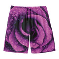 Dark Purple Rose Print Men's Swim Trunks