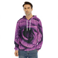 Dark Purple Rose Print Men's Velvet Pullover Hoodie
