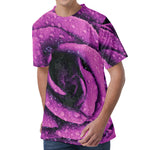 Dark Purple Rose Print Men's Velvet T-Shirt