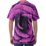 Dark Purple Rose Print Men's Velvet T-Shirt